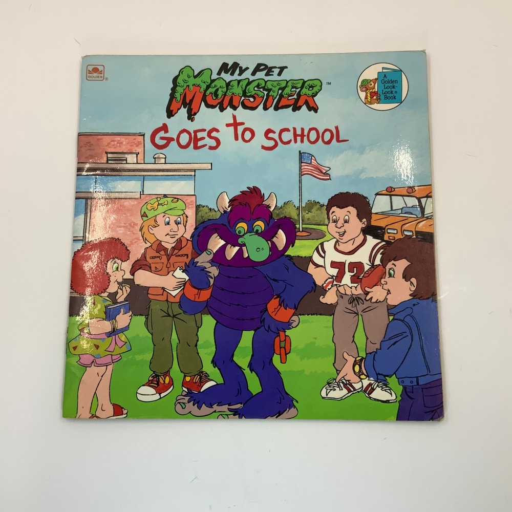 Vintage‎ 1986 My Pet Monster Goes to School Golden Look-Look Book 80s Retro